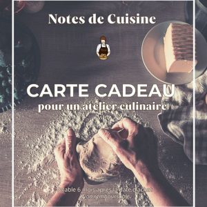 Carte cadeau pour un cours de cuisine - Notes de Cuisine